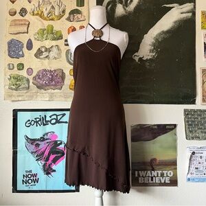 🧚🏼 Y2K Chocolate Strapless Halter Dress 🧚🏼